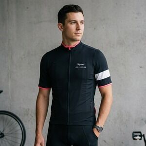 Rapha Super Lightweight Jersey Mens Large Black Pink Los Angeles Cycling Top Kit